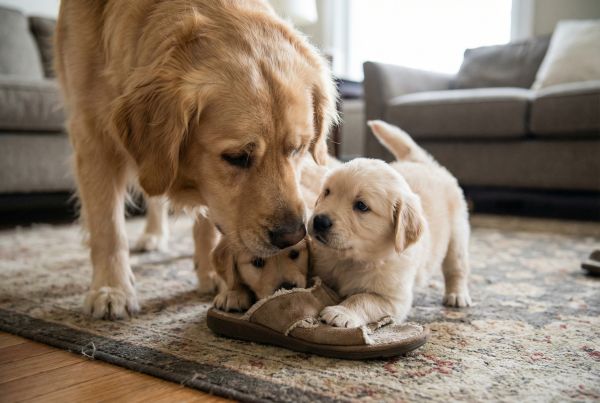 Proč fena vrčí na své štěně?
